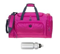 Sporttasche groß Damen Herren Trainer Large 55 cm 40 L Nassfach Reisetasche Sport Fitness Sauna Saunatasche Schwimmtasche Tasche groß 1243 + Trinkflasche (Pink Berry (rosa))
