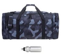 Sporttasche Herren Damen sehr groß XXL Spear Gym 68 cm 65 Liter Bag Fußballtasche Saunatasche Sport Fitness Sauna Gymbag 658 Large + Trinkflasche (Camouflage Grau)