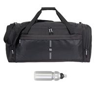 Sporttasche Herren Reisetasche Saunatasche Damen Maxi XL 70 cm 65 L Nassfach Schuhfach Sport Fitness Sauna Gym Bag Tasche sehr groß 1036 + Trinkflasche (Black (schwarz))