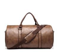 Sporttasche Leder PU-Anzug-Reisetasche, große Kapazität, Kleidersack for Tragen, Business-Fluggepäck, Reisetasche mit Schuhbeutel for Männer und Frauen(Brown)