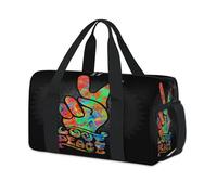 Sporttasche mit Mandala-Motiv, Motiv: Peace Love, für Wochenende, Übernachtung, Freizeit, Reisen, Fitnessstudio, Seesack für Kinder, Mädchen, Jungen, Damen, Herren