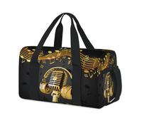 Sporttasche mit Musiknoten, Mikrofon, Wochenende, Übernachtung, Reisetasche, Reisetasche, für Kinder, Mädchen, Jungen, Damen, Herren