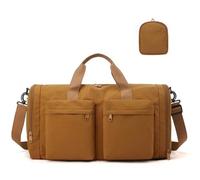 Sporttasche mit Schuhfach, Faltbare Reisetasche, leicht, wasserabweisend, for sportliches Training Sport Tasche(Bruin)