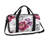 Sporttasche mit Totenköpfen, Blumenmuster, Totenköpfe, Wochenende, Übernachtung, Freizeit, Reisetasche, Reisetasche, Reisetasche, für Kinder, Mädchen, Jungen, Damen, Herren