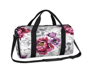 Sporttasche mit Totenköpfen, Blumenmuster, Totenköpfe, Wochenende, Übernachtung, Freizeit, Reisetasche, Reisetasche, Reisetasche, für Kinder, Mädchen, Jungen, Damen, Herren