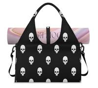 Sporttasche mit Totenköpfen für Damen und Herren, Totenkopf-Design, Wochenend-/Übernachtungstasche, mit Schuhfach, Schultertasche, Gepäcktasche für Yoga, Fitnessstudio, Reisen, farbe, L,