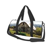 Sporttasche, Motiv: alte Holzscheune mit Traktor, Garten, Reisetasche, leicht, Wochenendtasche, mit Schuhfach, Yoga, Fitnessstudio, Sporttasche für Damen und Herren