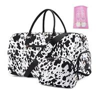 Sporttasche Reisetasche Damen, Kliniktasche Geburt Weekender Saunatasche Damen Groß Handgepäck Tasche mit Kulturtasche Schuhfach und Nassfach for Weekend Travel,Schwarze Kuh