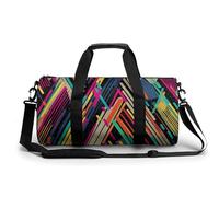 Sporttasche, Reisetasche, gestreift, abstrakt, bunt, mit Fach, Workout-Tasche, Übernachtungstasche, für Damen und Herren, Gestreift, abstrakt, bunt, 17.7in/9in/9in