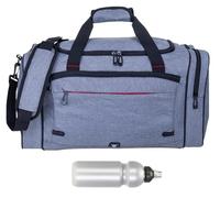 Sporttasche Reisetasche groß Damen Herren Large 53 cm 40 L Nassfach Sport Fitness Sauna Gym Bag Fitnesstasche Tasche groß Accent 1356 Large + Trinkflasche (Grau (Hellgrau))