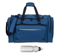 Sporttasche Reisetasche groß Damen Herren Large 53 cm 40 L Nassfach Sport Fitness Sauna Gym Bag Fitnesstasche Tasche groß Accent 1356 Large + Trinkflasche (Dunkelblau (Blau))