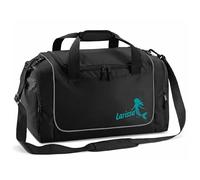 Sporttasche | SCHWARZ | mit Name Meerjungfrau Aqua personalisierbar individuell Bedruckt Geschenk für Kinder & Erwachsene Reisetasche Badetasche Schwimmtasche Schulsport Geschenk Schulanfang Mädchen