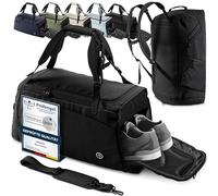 Sporttasche Trainingstasche + Rucksackfunktion, Schuhfach, Nassfach | Reisetasche Schwimmtasche Fitnesstasche Sport Gym Fitness Umhängetasche Handgepäck Weekender Bag Herren Damen | 40 L, Schwarz