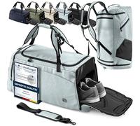 Sporttasche Trainingstasche + Rucksackfunktion, Schuhfach, Nassfach | Reisetasche Schwimmtasche Fitnesstasche Sport Gym Fitness Umhängetasche Handgepäck Weekender Bag Herren Damen | 60 L, Sage