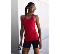 Sporttop LASCANA ACTIVE, Damen, Gr. M (40/42), rot, Trikot, Obermaterial: 85% Polyester, 15% Elasthan, unifarben, figurbetont hüftlang, Rundhals, Tops Sporttop, mit Racerback und Logo-Badge, Topseller