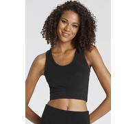 Sporttop LASCANA ACTIVE, Damen, Gr. M (40/42), schwarz, Single Jersey, Obermaterial: 95% Baumwolle, 5% Elasthan, unifarben, Basic, figurbetont bauchfrei, Rundhals, Tops Sporttop, Crop-Top mit breiten
