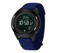Sportuhr für Herren, Armband aus Nylon, Wanderuhr, mit Metronom, Kompass, Stoppuhr, Schrittzähler, Digitaluhr, wasserdicht, 5 ATM, Zifferblatt, gute Lesbarkeit in der Nacht, blau