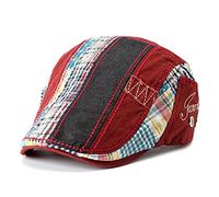 Sporty Gatsby Flatcap Schiebermütze Ivy Schirmmütze Cap Kappe Vintage Patch Cadet Hat Flat Beret Newsboy Golf (Rot)