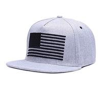 Sporty Snapback Cap U.S.A. Flag Fahne USA Baseballcap gerader Schirm Amerika Kappe Mütze Schirmmütze Basecap (grau/schwarz)