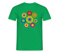 Spreadshirt 70er Jahre Hippie Flower Power Kostüm Blumen Fasching Männer T-Shirt, XXL, Kelly Green