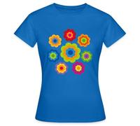 Spreadshirt 70er Jahre Hippie Flower Power Kostüm Blumen Outfit Frauen T-Shirt, M, Royalblau