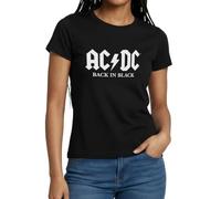 Spreadshirt AC/DC Back In Black Logo Mit Blitz Frauen T-Shirt, M, Schwarz