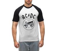 Spreadshirt AC/DC for Those About to Rock Logo Mit Kanone Herren Baseball Shirt, 3XL, Weiß/Schwarz