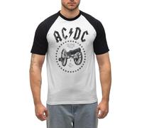 Spreadshirt AC/DC for Those About to Rock Logo Mit Kanone Herren Baseball Shirt, L, Weiß/Schwarz