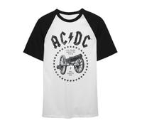 Spreadshirt AC/DC for Those About to Rock Logo Mit Kanone Herren Baseball Shirt, M, Weiß/Schwarz