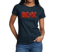 Spreadshirt AC/DC Klassisches Logo Mit Blitz Frauen T-Shirt, M, Navy