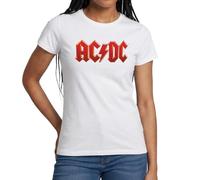 Spreadshirt AC/DC Klassisches Logo Mit Blitz Frauen T-Shirt, M, Weiß