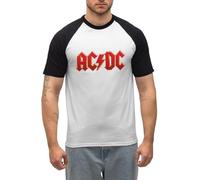 Spreadshirt AC/DC Klassisches Logo Mit Blitz Herren Baseball Shirt, XXL, Weiß/Schwarz