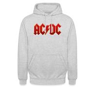 Spreadshirt AC/DC Klassisches Logo Mit Blitz Unisex Hoodie, L, Hellgrau meliert