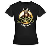 Spreadshirt AC/DC Logo High Voltage Angus Young Frauen T-Shirt, M, Schwarz