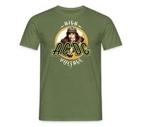Spreadshirt AC/DC Logo High Voltage Angus Young Männer T-Shirt, 4XL, Militärgrün