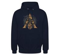 Spreadshirt Assassin's Creed Odyssey Symbol Gold Unisex Hoodie, L, Navy