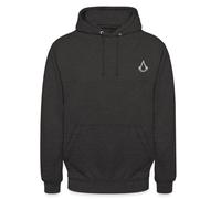 Spreadshirt Assassin's Creed Offizielles Logo Bestickt Unisex Hoodie, S, Anthrazit