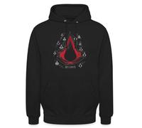 Spreadshirt Assassin's Creed Rotes Logo Mit Symbolen Unisex Hoodie, 3XL, Schwarz