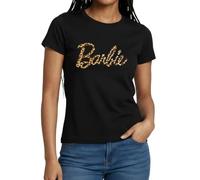 Spreadshirt Barbie Leo-Print Logo Frauen T-Shirt, L, Schwarz