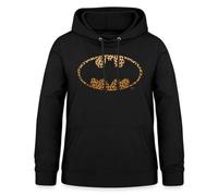 Spreadshirt Batman Bat Signal Leoprint Logo Damen Hoodie, XL, Schwarz