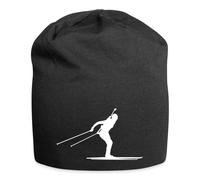Spreadshirt Biathlon Biathlet Beim Langlauf Weiß Jersey-Beanie, One Size, Schwarz