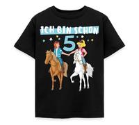 Spreadshirt Bibi & Tina Geburtstag Ich Bin Schon Fünf Kinder T-Shirt, 110/116 (5-6 Jahre), Schwarz
