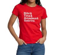 Spreadshirt Bibi Und Tina Amadeus Sabrina Typographie weiß Frauen T-Shirt, S, Rot
