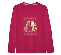 Spreadshirt Bibi und Tina Amadeus Sabrina Weihnachts-Design Kinder Premium Langarmshirt, 98/104 (2 Jahre), Dunkles Pink