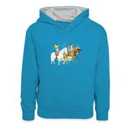 Spreadshirt Bibi Und Tina Ausritt Mit Alexander Falkenstein Kinder Kontrast-Hoodie, S (5/6 Jahre), Pfauenblau/Grau meliert