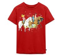 Spreadshirt Bibi Und Tina Ausritt Mit Alexander Falkenstein Kinder Premium T-Shirt, 110/116 (4 Jahre), Rot