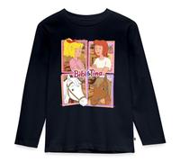 Spreadshirt Bibi Und Tina Mit Amadeus Und Sabrina Kachelmotiv Kinder Premium Langarmshirt, 134/140 (8 Jahre), Navy