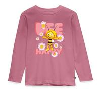 Spreadshirt Biene Maja Bee Happy Spruch Kinder Premium Langarmshirt, 98/104 (2 Jahre), Mauve