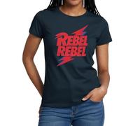 Spreadshirt David Bowie Rebel Rebel Mit Blitz Frauen T-Shirt, L, Navy