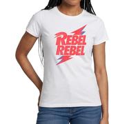 Spreadshirt David Bowie Rebel Rebel Mit Blitz Frauen T-Shirt, S, Weiß